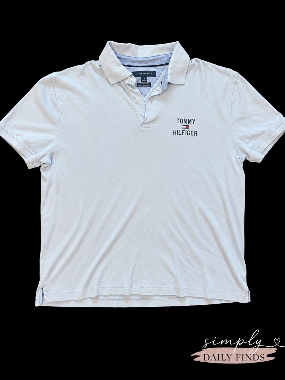 Tommy Hilfiger Men's Pale Blue Polo with Chest Logo size large